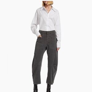 Nili Lotan Shon Corduroy Pant vintage grey  Cord Barrel Bow Leg  $450 4 NWT